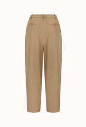 Linen Baggy Trousers In Camel
