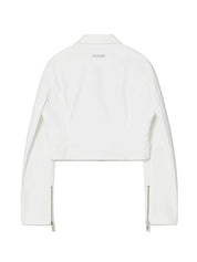 Uniform Crop Shirt Jacket In White