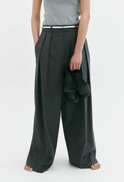 Summer Wool Trousers In Gray