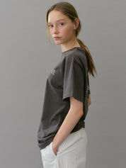 Embroidery Boxy T-shirt In Charcoal