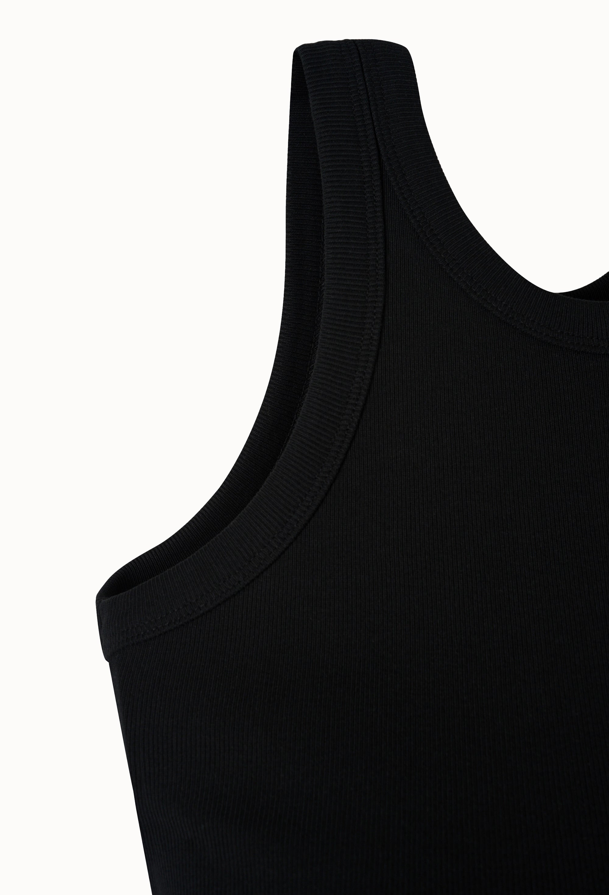 Curved Sleeveless Top In Black