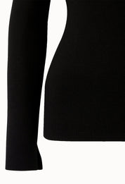 Boat-neck Slit Knitted Top In Black