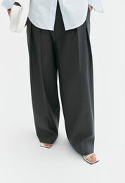 Summer Wool Trousers In Gray