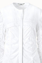 白色褶飾口袋細節洋裝