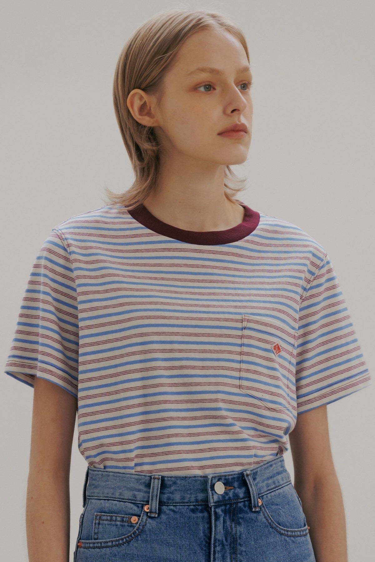 Stripe Pocket T-shirt In Plum