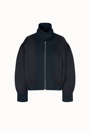 Twill Cropped Bomber Jacket In Navy