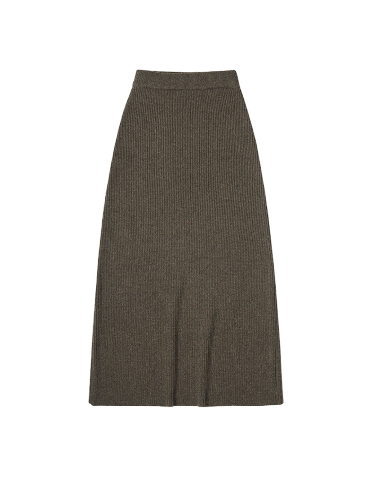 Wool Blend Long Knit Skirt In Brown