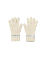 Line Knit Gloves In Ivory