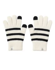 Stripe Knit Gloves In Ivory
