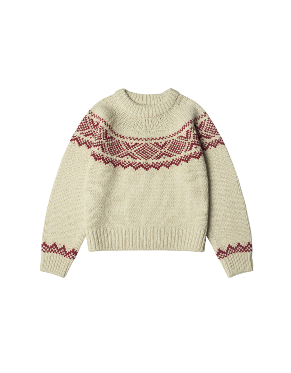 Loose Fit Alpaca Nordic Sweater In Red