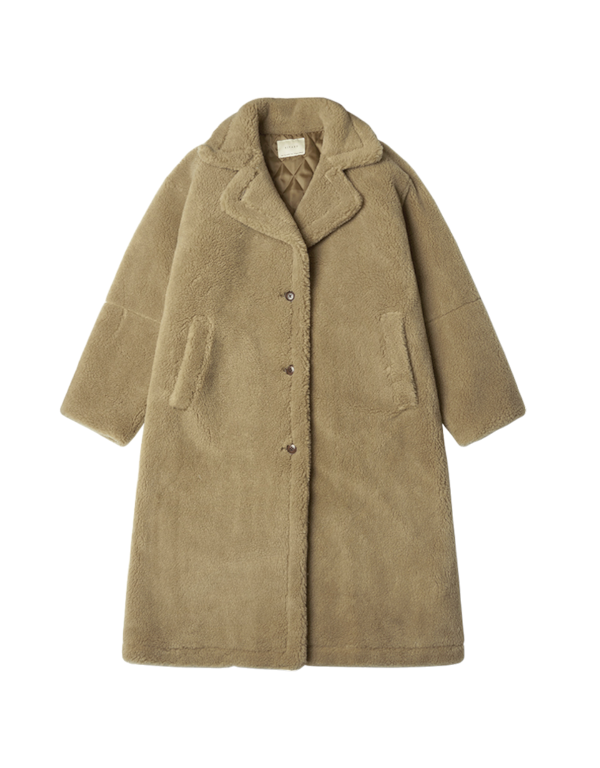 Wool Blend Teddy Long Coat In Teddy Brown