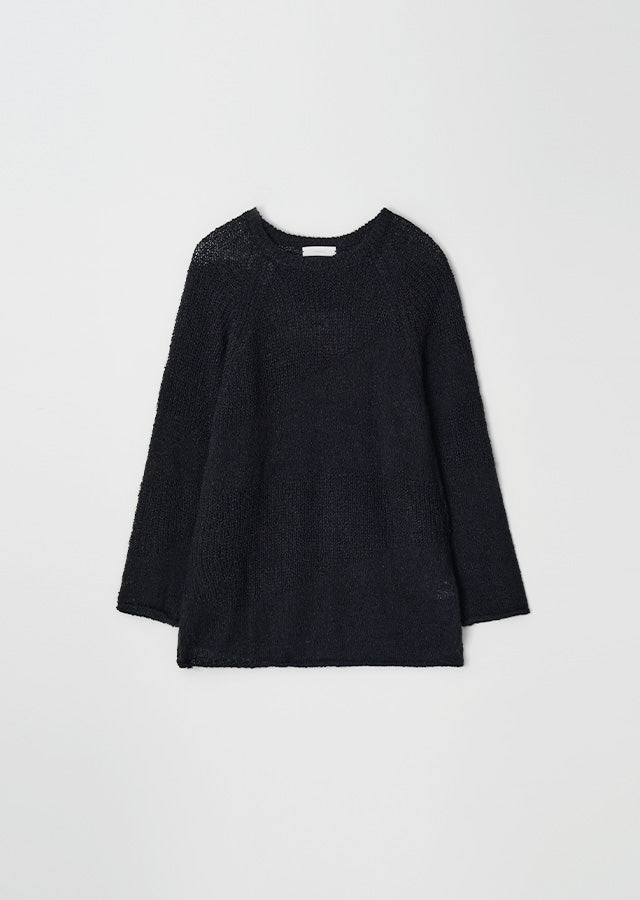 Boucle Embossing Knit Sweater In Black