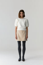 Wool Boucle Puff Sleeve Knit In Ivory