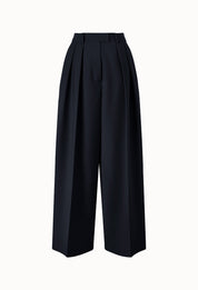 Summer Wool Trousers In Navy