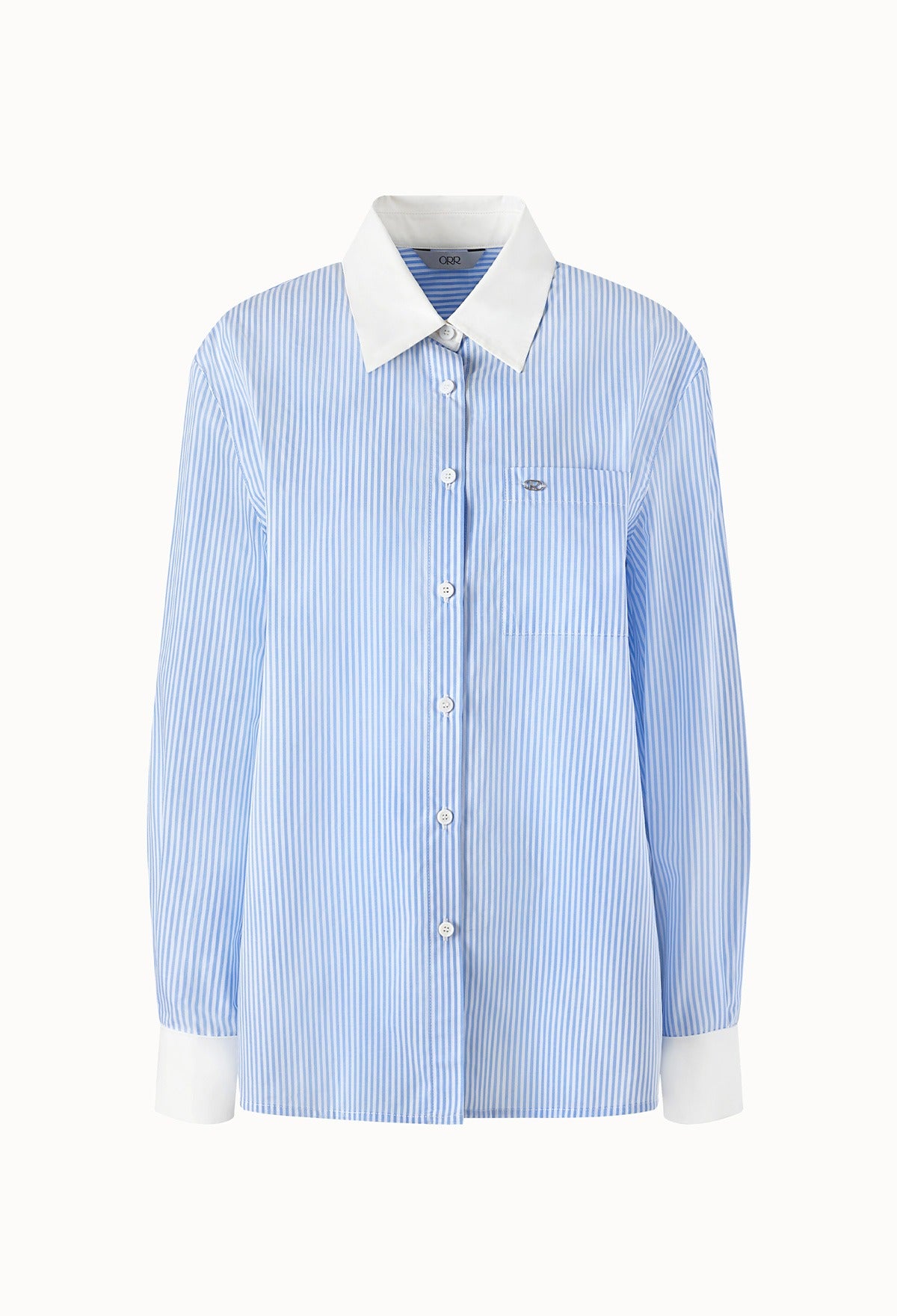 Striped Contrast Shirt In Blue (Long)