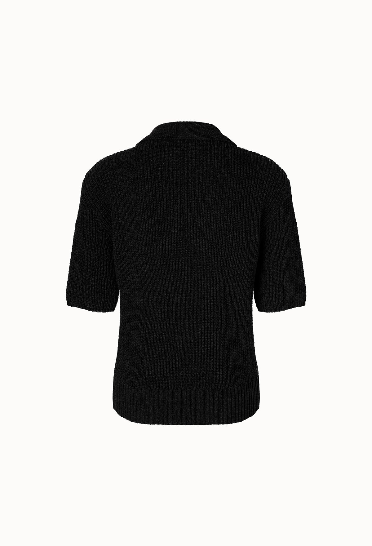 Melange Half-sleeve Cardigan In Black