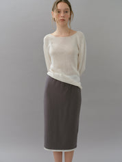 Banding Layered Jersey Skirt In Charcoal