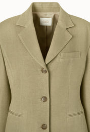 Pure Linen Tailored Jacket In Khaki