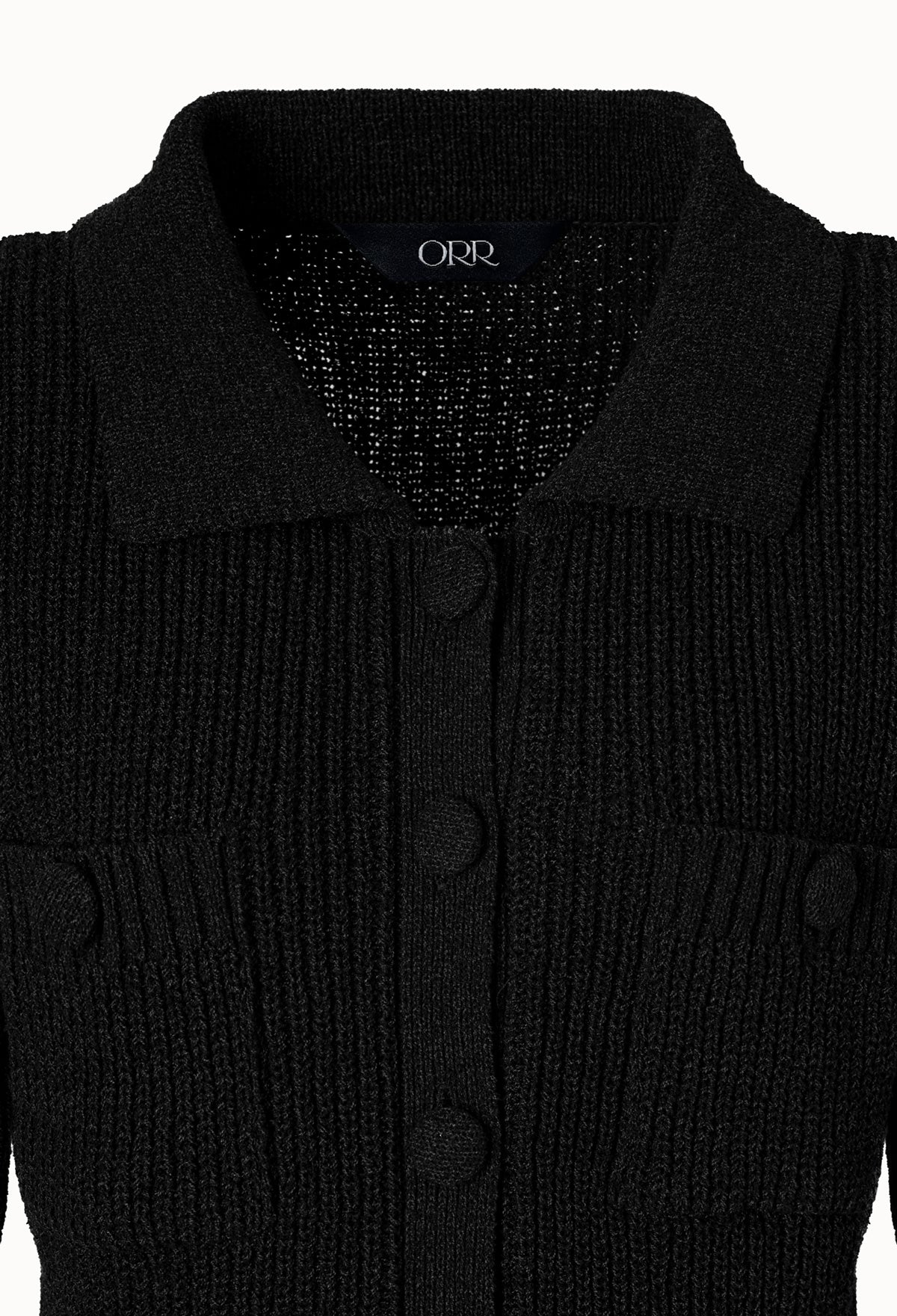 Melange Half-sleeve Cardigan In Black