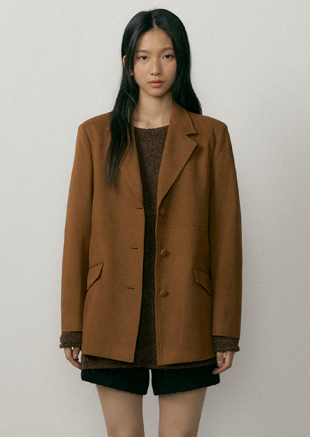 Suede Single Jacket In Brown