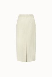 Cotton-blend Midi Skirt In Light Beige
