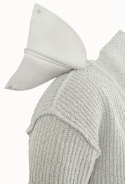 Melange Half-sleeve Cardigan In Gray