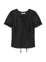 Lily Puff Blouse Top In Black