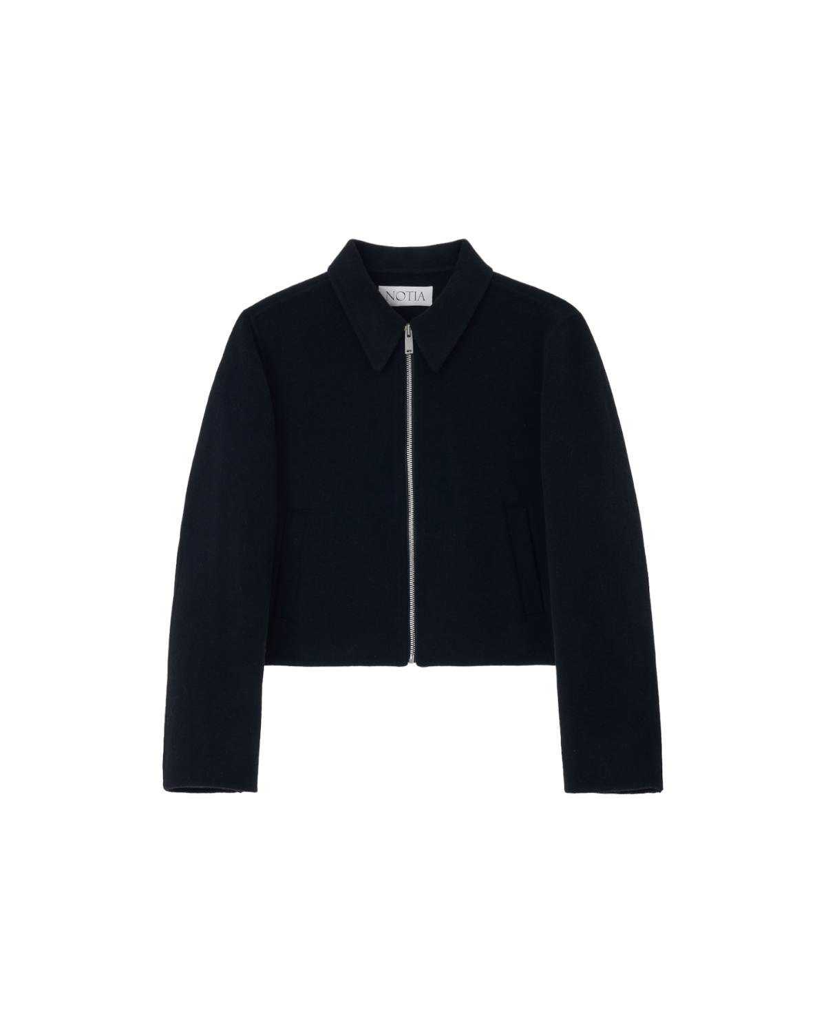 Wool Handmade Zip-up Jacket In Black