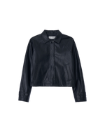 Hidden Short Leather Jacket In Black