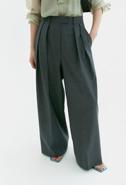 Summer Wool Trousers In Gray