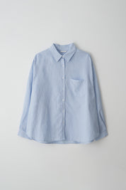 Linen Bamboo Blended Wrap Shirt In Sky Blue