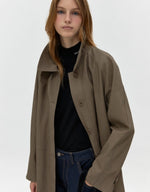Leather Trench Coat In Taupe