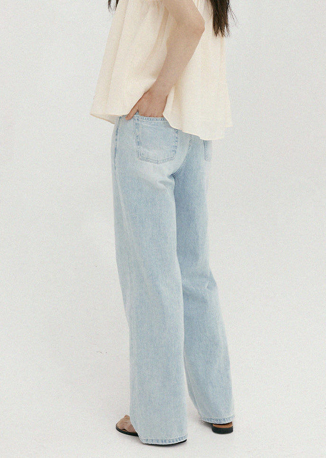 Relaxed Washing Denim Pants In Blue