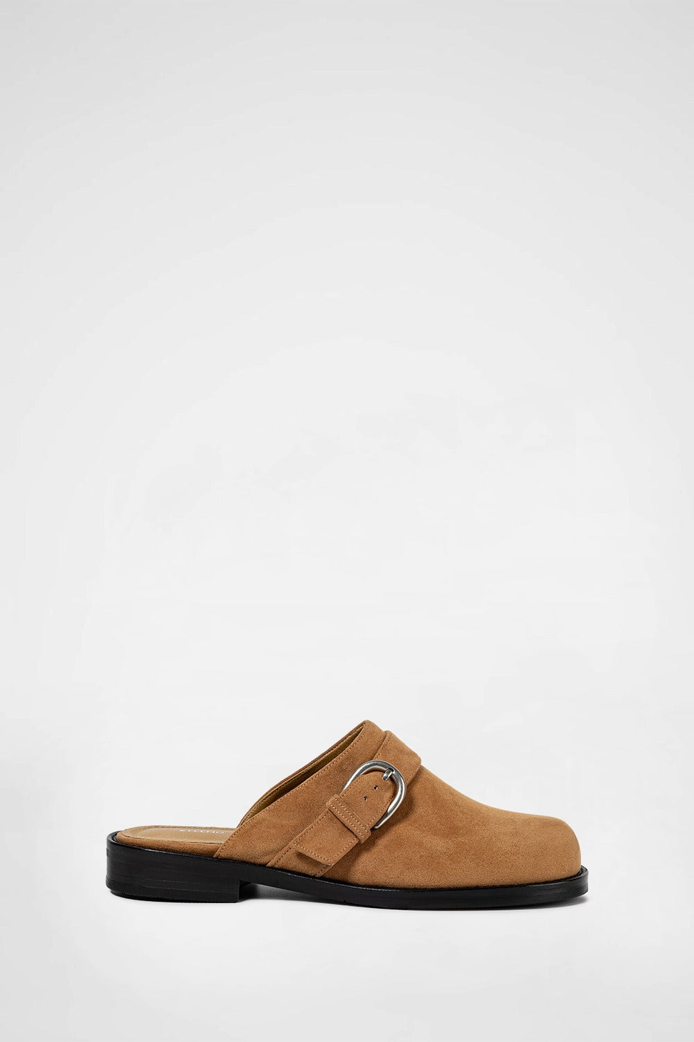 Slim Buckle Mules In Beige