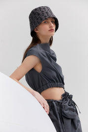 Curved Burket Hat In Charcoal