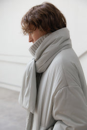 High Neck Bold Knit In Pale Gray