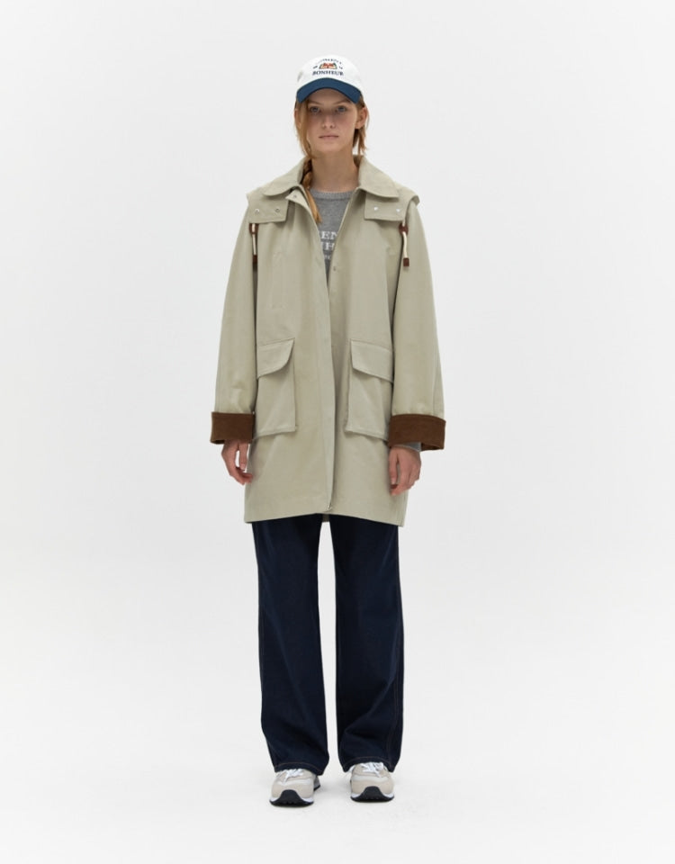 Half Hood Trench In Beige