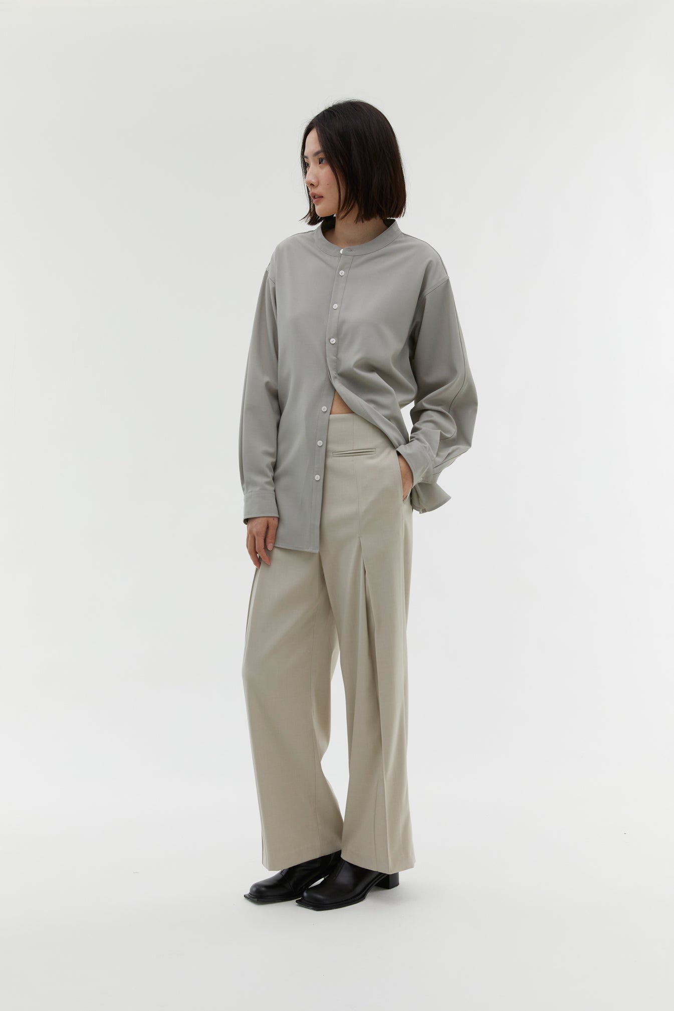 Slim Straight-Fit Trousers In Khaki