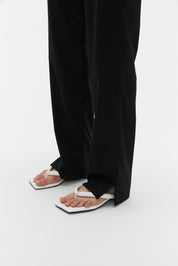 Straight-fit Split-hem Trousers In Black