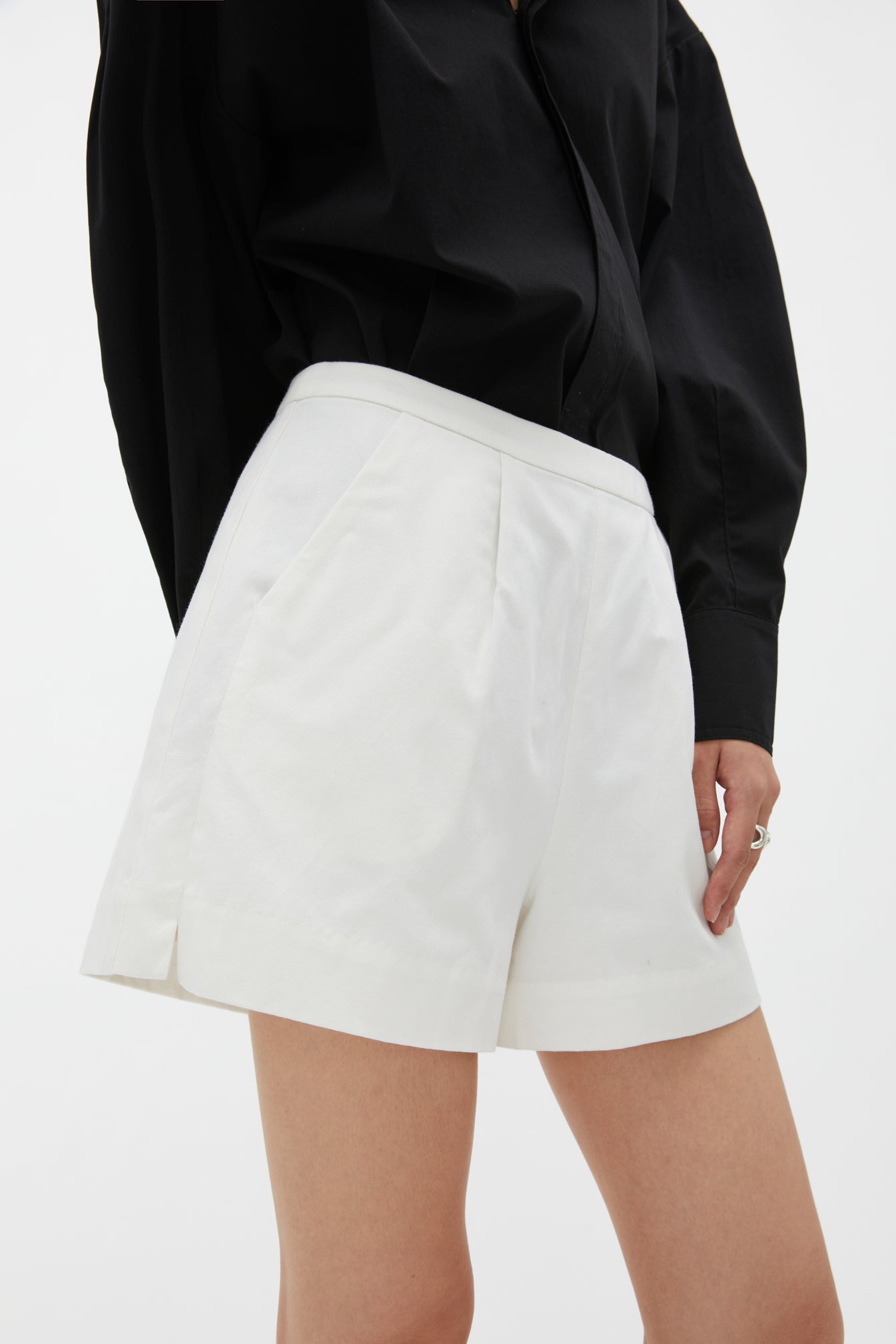 Tencel Cotton A-line Shorts In White
