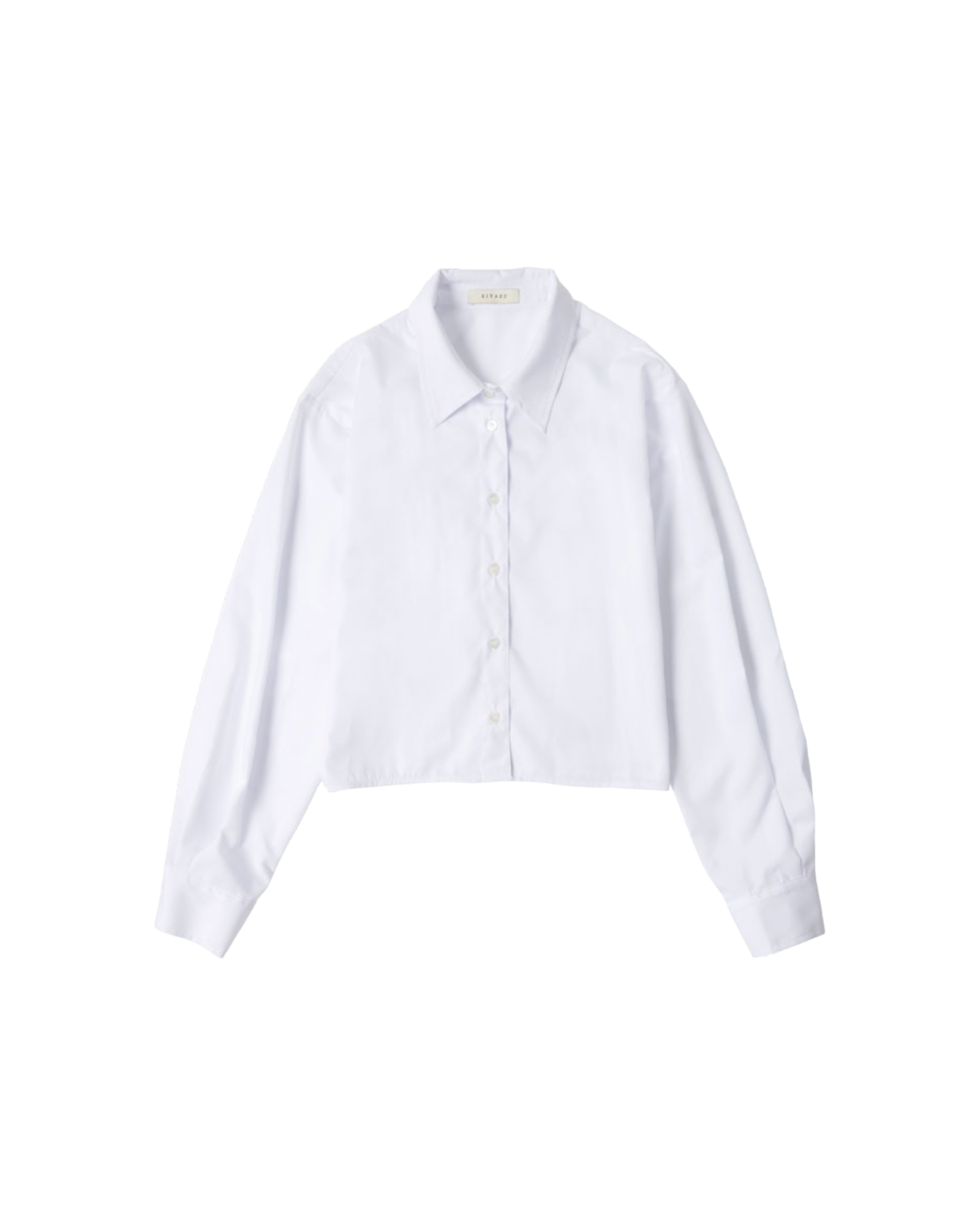 白色開衩短版襯衫