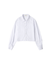 白色開衩短版襯衫
