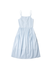 Seersucker Sleeveless Dress In Blue Stripe
