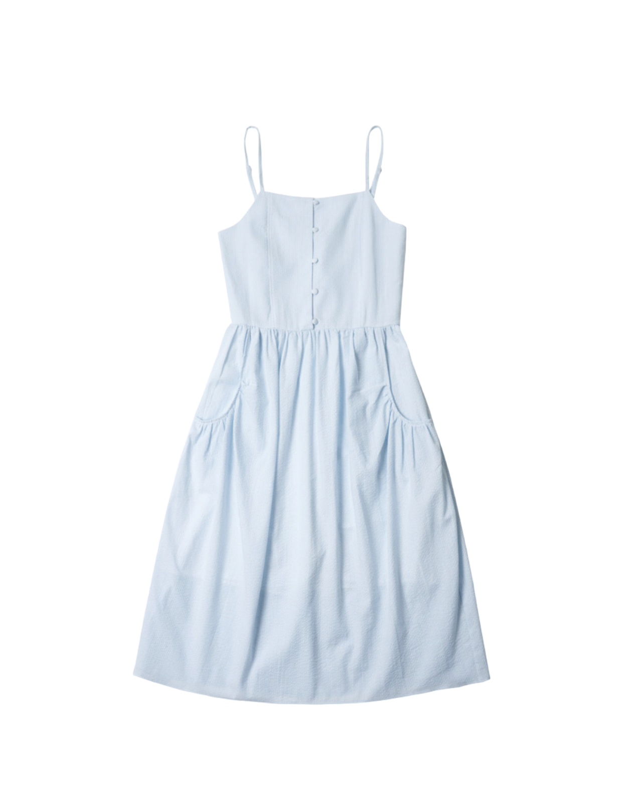 Seersucker Sleeveless Dress In Blue Stripe