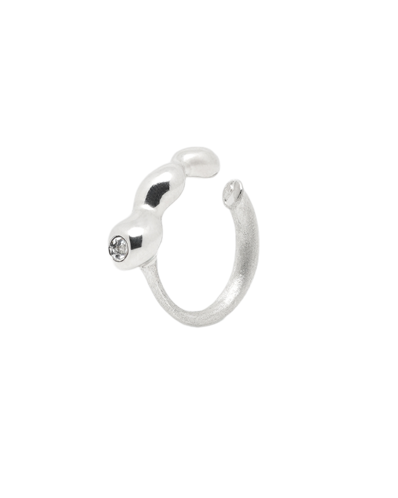 Sol (White) Two-Way Ring-Ear Cuff In Sliver