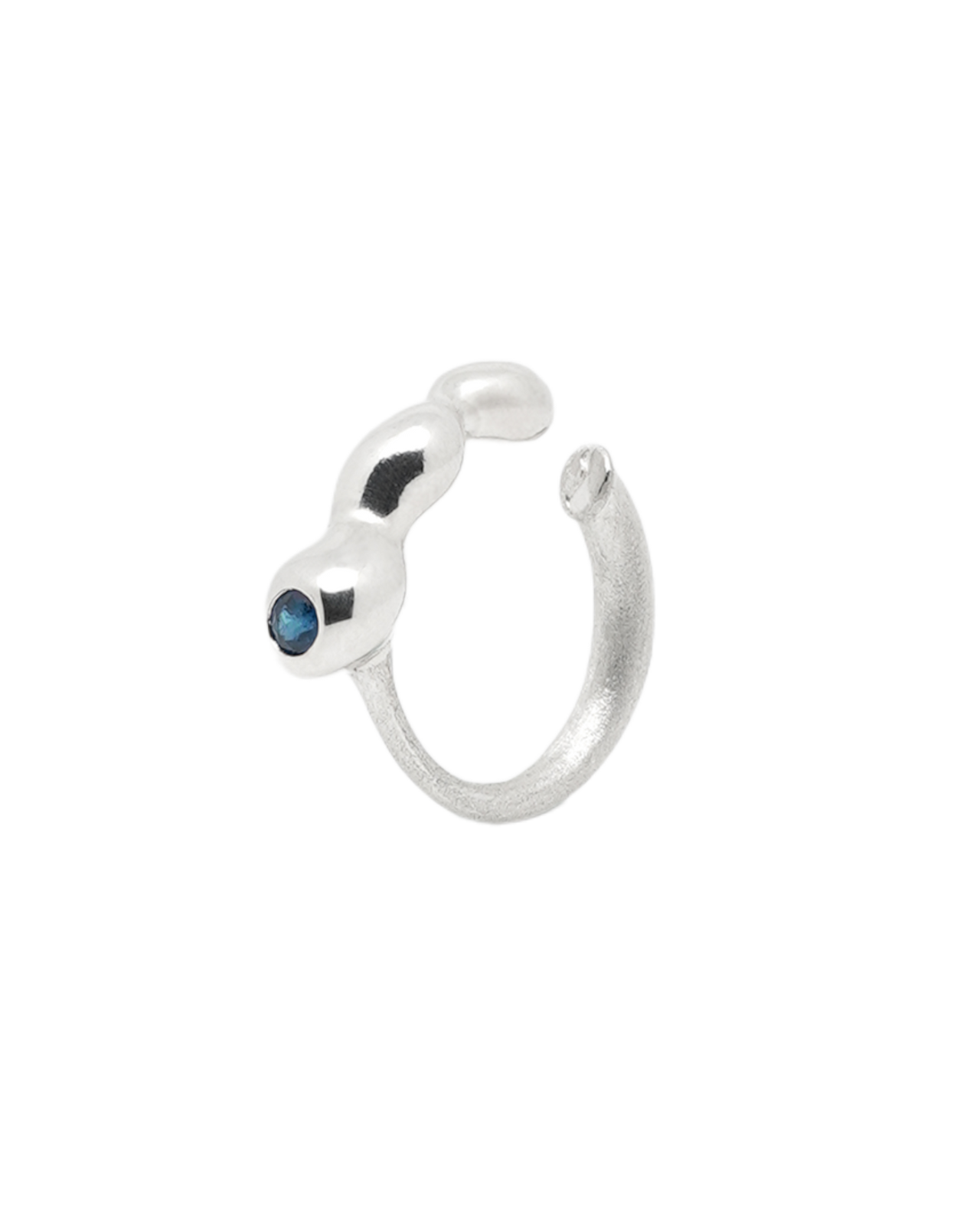 Sol (Blue) Two-Way Ring-Ear Cuff In Sliver