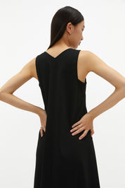 V-neck Minimal Maxi Dress In Black