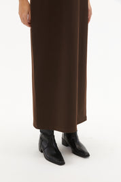 棕色連身方領連身裙