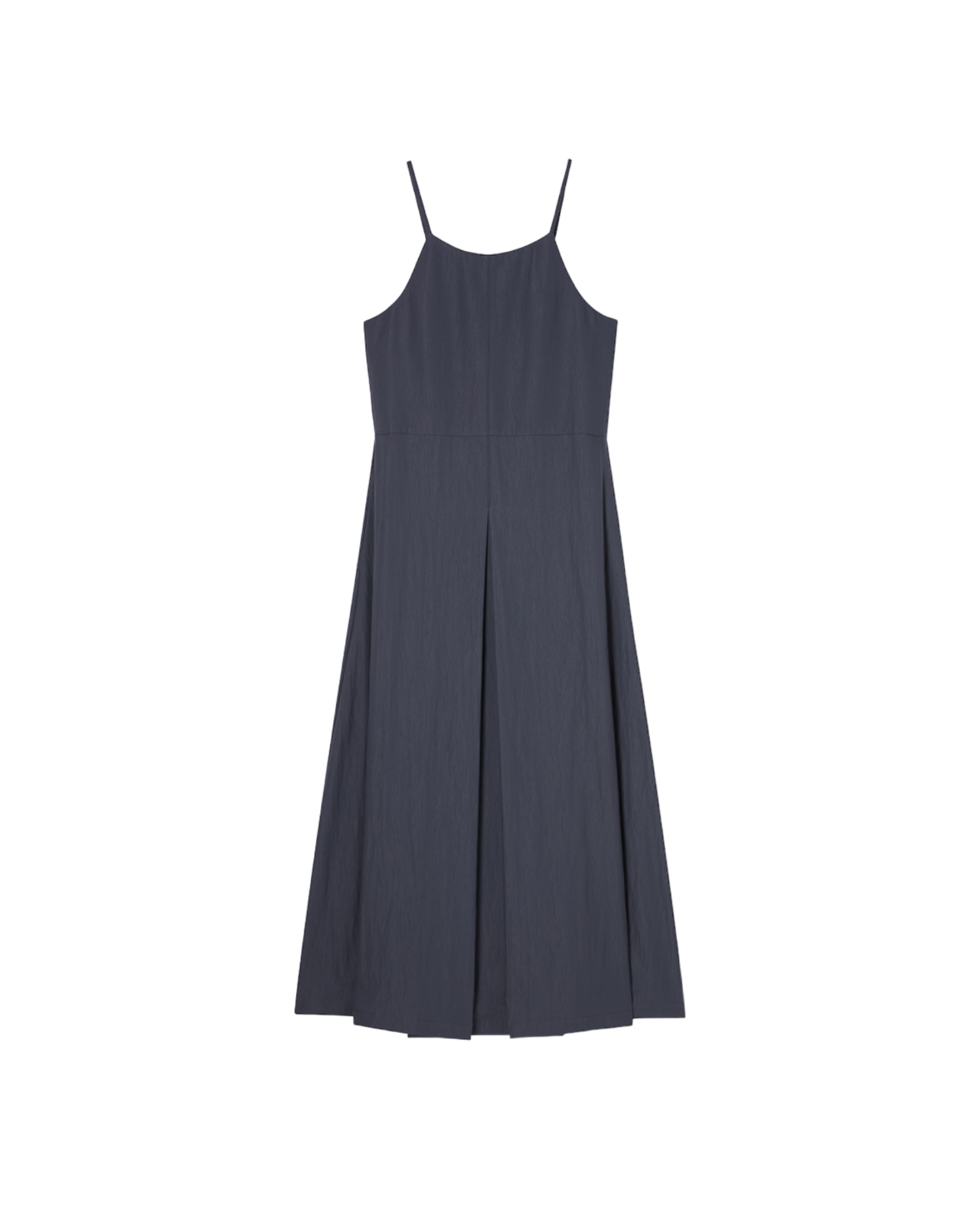 Matte Pleated Dress with Thin Straps	In Grey