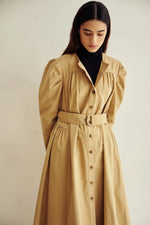 Belted Trench Dress In Beige